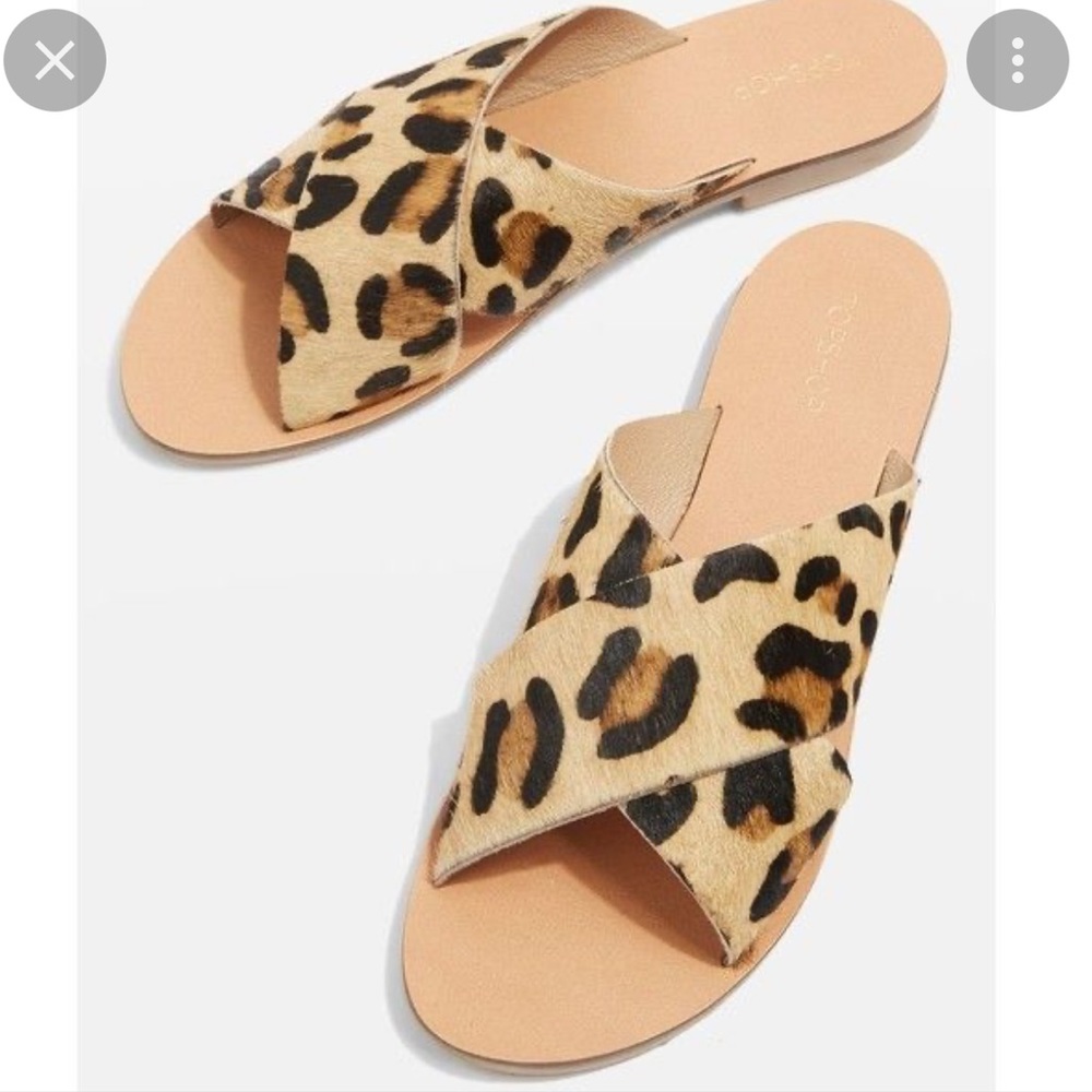 Topshop calf hair animal print sandals
